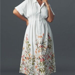 Anthropologie | The Tobie Shirt Dress by Exquise, White Floral | Size 2X
